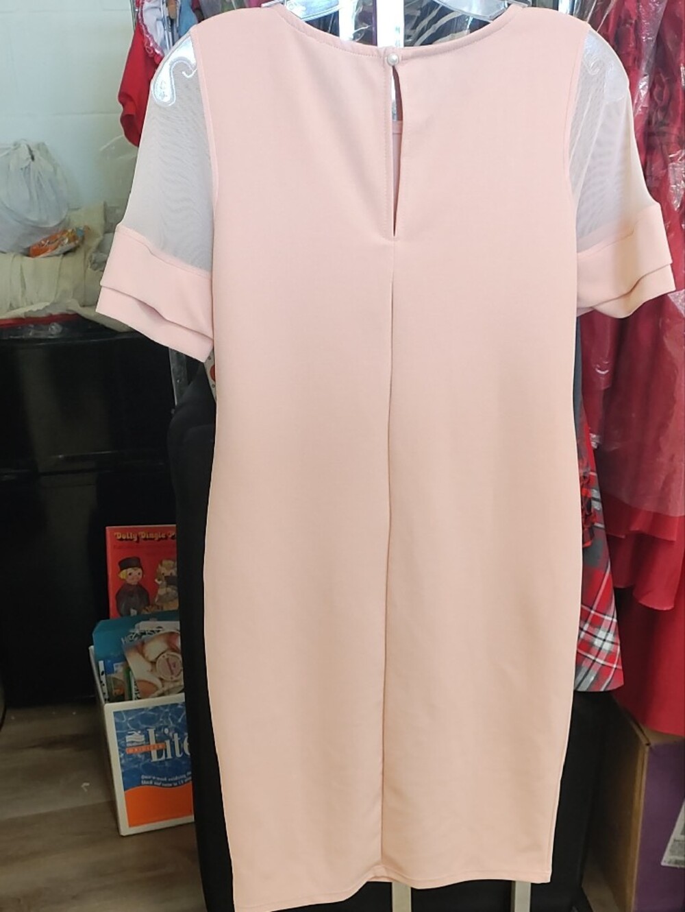 Pinkblush Blush Pink Maternity Short Sleeve Midi Shift Dress, NWT - Picture 5 of 7